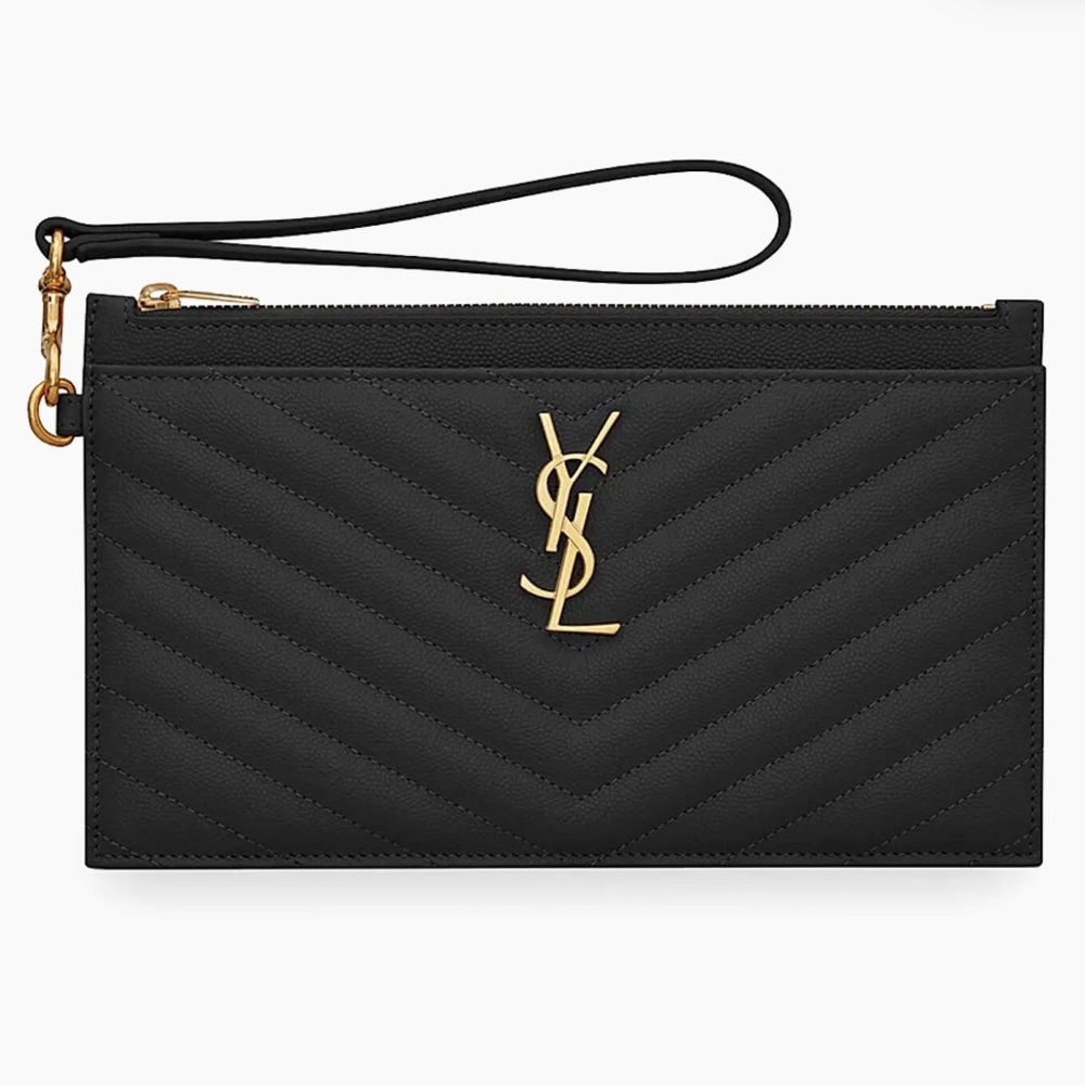 YSL Pouch Monogramme Grain De Poudre Tech Nero